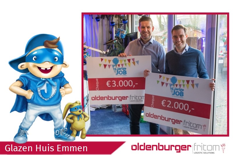 Oldenburger|Fritom doneert 5000 euro aan Stichting Jarige Job bij het Glazen Huis Emmen.
