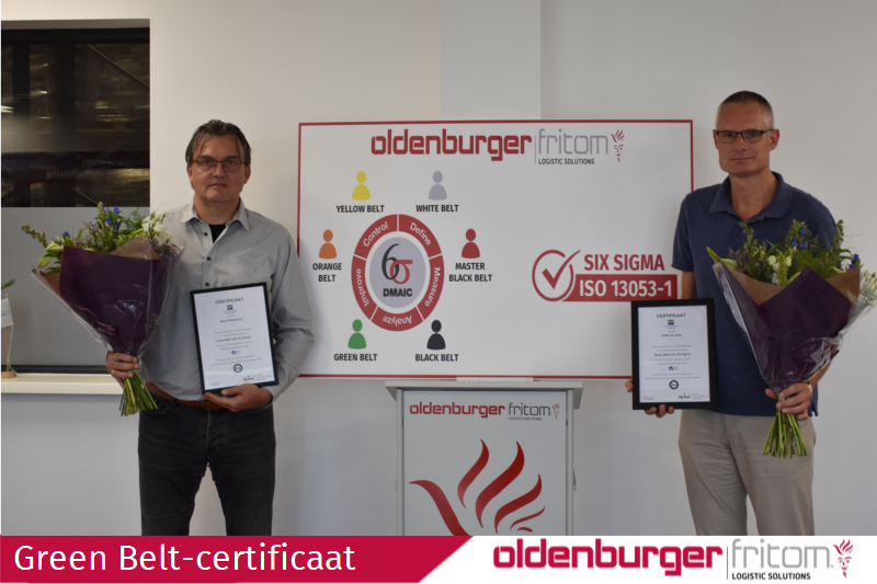 Albert Medendorp en Pieter de Jong van Oldenburger|Fritom hebben hun Green Belt-certificaat behaald.